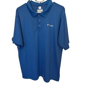 Columbia PFG Omni Freeze Zero Mens Large Blue Short Sleeve Polo Shirt‎ EUC